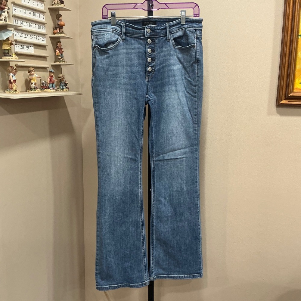Judy Blue Jeans Bootcut JB82551 13/31 Blue High Waist Button Fly Retro Yoke